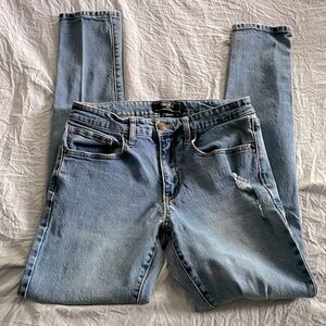 Forever 21 Men's Distressed Skinny Jeans Light Blue Wash Ripped Size 30